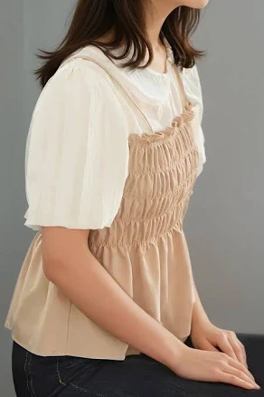 Twofer Blouse with Balloon Sleeves