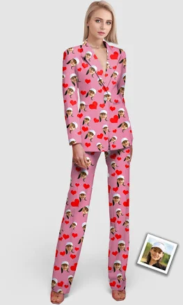 Women's Heart Photo Blazer Set