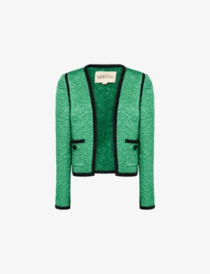 VALENTINO GARAVANI - Floral Crop Wool And Silk Jacket