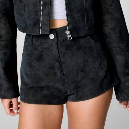 Nasty Gal Women's Distressed Faux Leather Hotpants