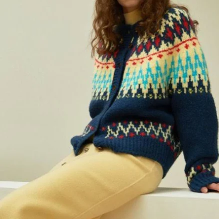 GREENBUTTER Nordic Alpaca Zigzag Cardigan
