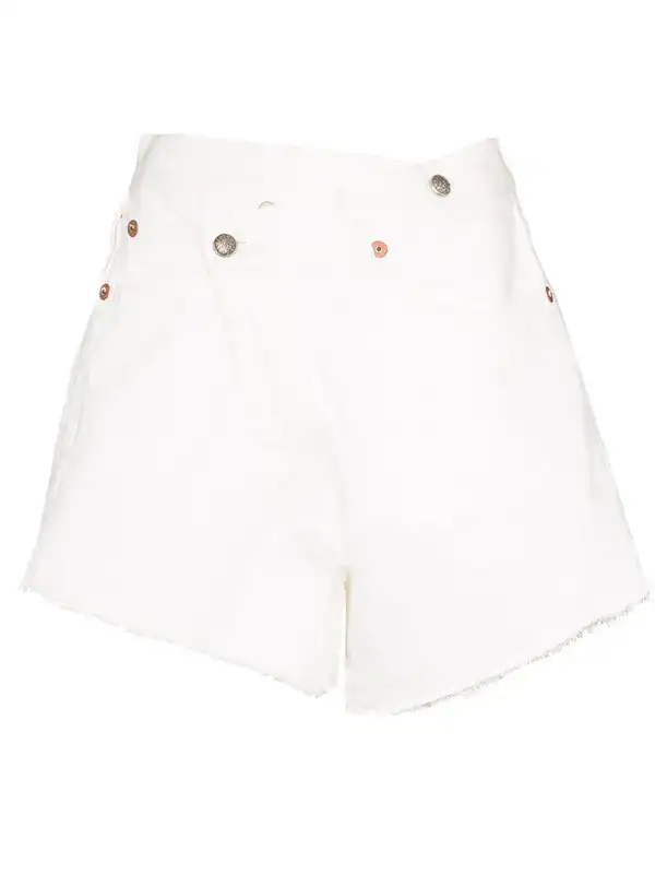 Crossover Waist Denim Shorts