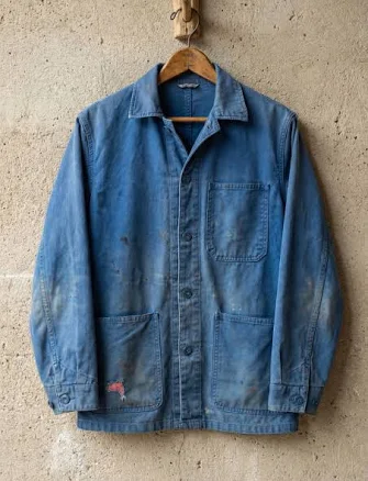 Vintage French Workwear Jacket with Hand-Patch