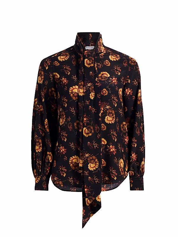 Chiffon Printed Tieneck Blouse