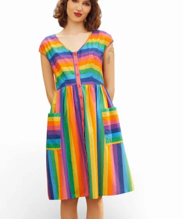 Pure Joy More Is More Rainbow Stripe Dress