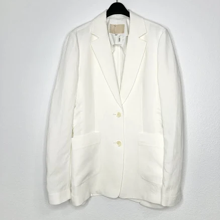 The Author White Linen Blend Le Single Relaxed Fit Blazer Jacket Sz S