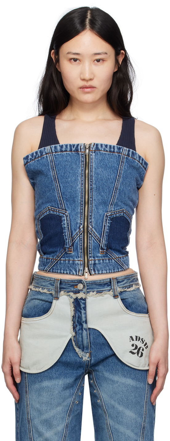 Nora Detachable Denim Top atb1119w (WASHED BLUE)