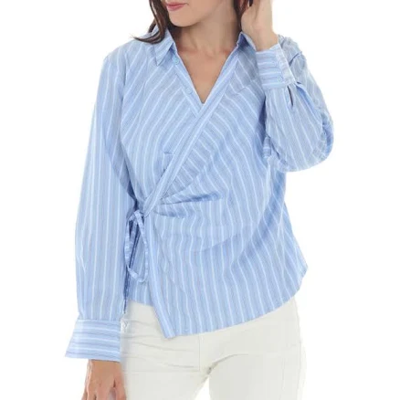 RAIN AND ROSE Stripe Wrap Top