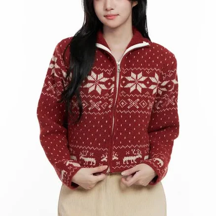 Nordic Zip-Up Knit Cardigan CO524