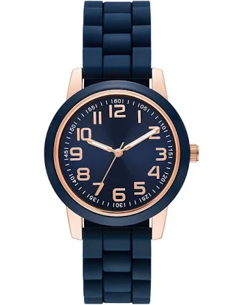 Time and Tru Women's Rose Gold Bezel Watch with Silicone Strap