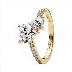 Pandora Double Heart Sparkling Ring