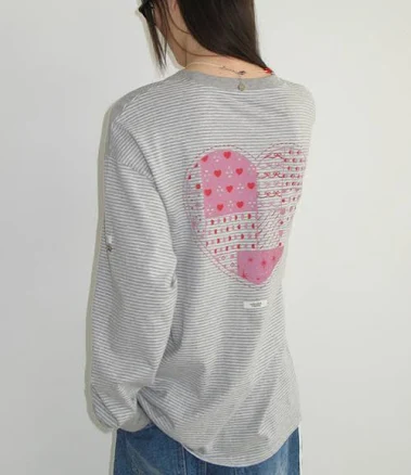 Ronron Heart Stripe Long Sleeve