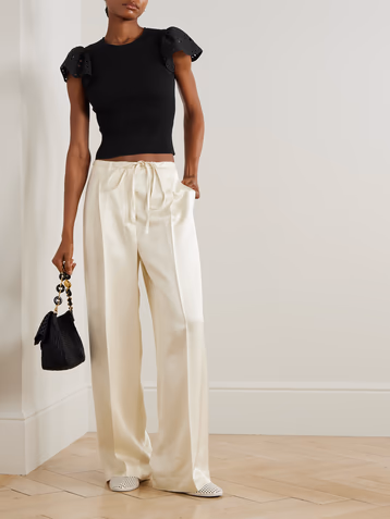 Cropped Ruched Satin Top