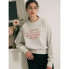 rolarola - "NOUVELLE VAGUE" Letter Sweatshirt (Mélange Gray)