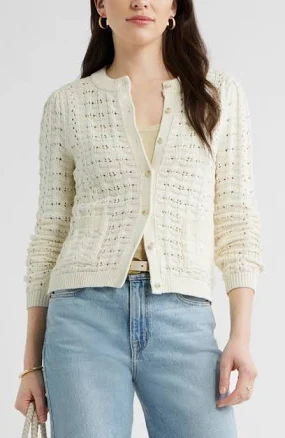 Caslon Pointelle Stitch Cotton Cardigan