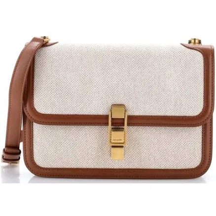 Saint Laurent Women's Le Carré Satchel in Canvas and Box Leather