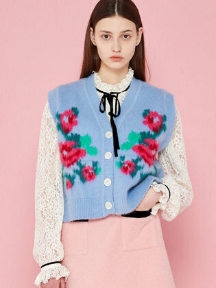 Floral Jacquard Knit Vest
