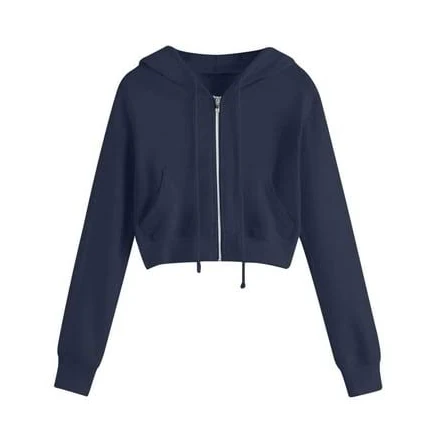 Ecqkame Womens Zip Up Cropped HoodieWomen's Zip Up Hoodies Sweatshirts Clothes Teen Girl Fall Casual Drawstring Jackets With Pockets Overcoat