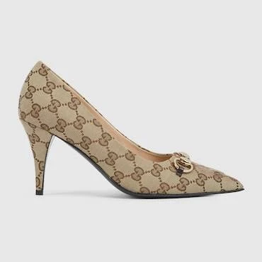 Gucci Women's GG Canvas Horsebit Pumps