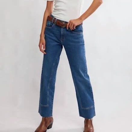 Free People - Risk Taker Mid Rise Straight Leg Jeans 27 / Blue