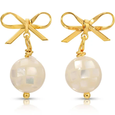 Amy DiLamarra Mother of Pearl Disco Ball Mini hoops