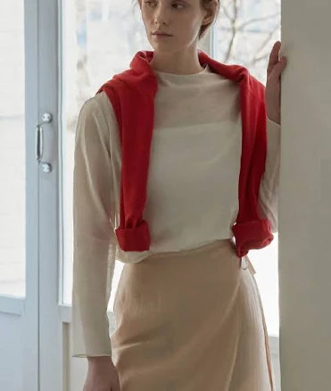 BEMUSE MANSION Mock Neck Sheer Top