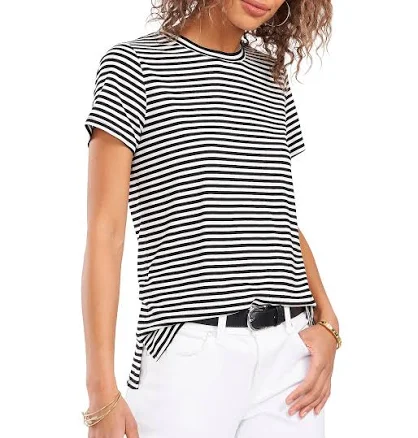 Vince Camuto Women's Striped Crewneck T-Shirt