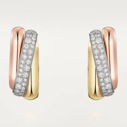 Cartier Trinity Half-paved Cushion-shaped Earrings