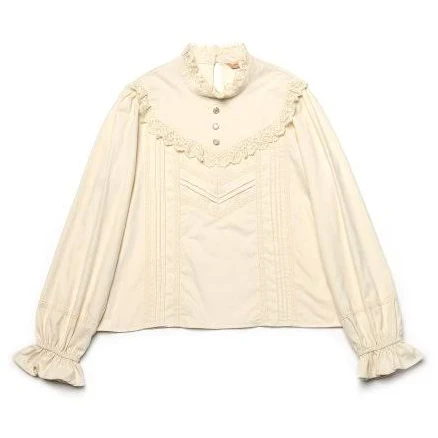 VITALSIGN High-Neck Lace-Frill Blouse