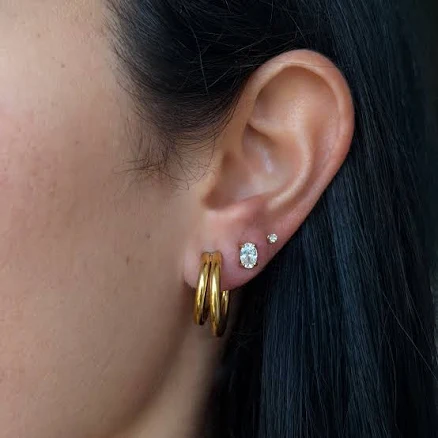 18k Gold Waterproof Double Hoop Earrings