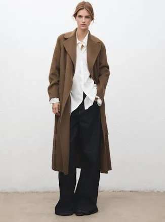 Mango Women's tie waist wool coat