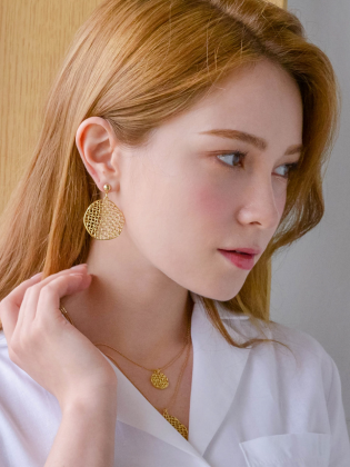 Lattice Round Dangle Earrings