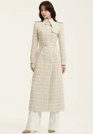 Tweed Maxi Trench Coat