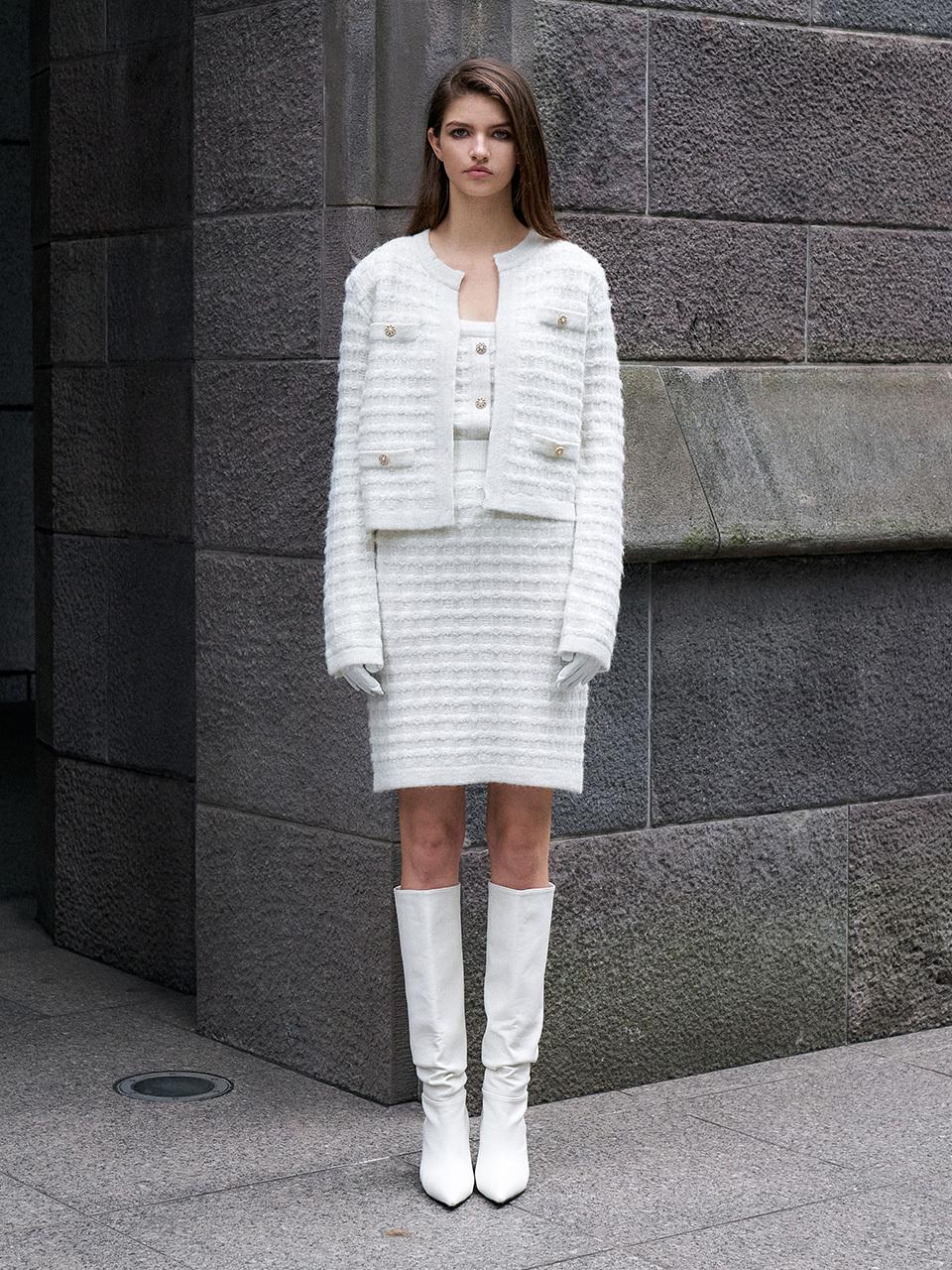 Tweed Round Knit Cardigan