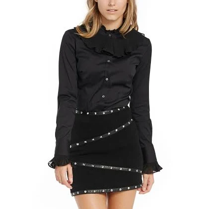 Pleated Collar and Cuffs Blouse