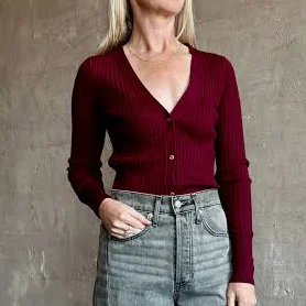 FORTE FORTE Superfine Merino Ribbed Cardigan