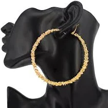 Crumpled Texture Hoop Earrings (75 mm)