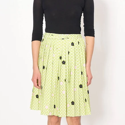 Maison Margiela Women's Floral-Print Pleated Skirt