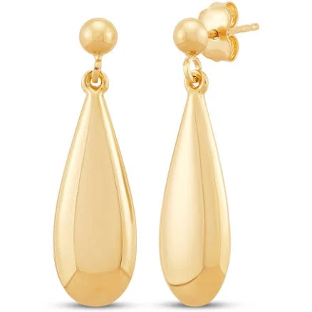 10K Yellow Gold Eggplant-Shaped Drop Earrings