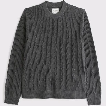 Abercrombie & Fitch Men's Merino Wool-Blend Cable Crew Sweater
