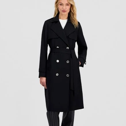 Michael Kors Women's Double-Breasted Belted Crepe Trench Coat