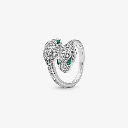 Bvlgari Serpenti Seduttori Diamond And Emerald Ring