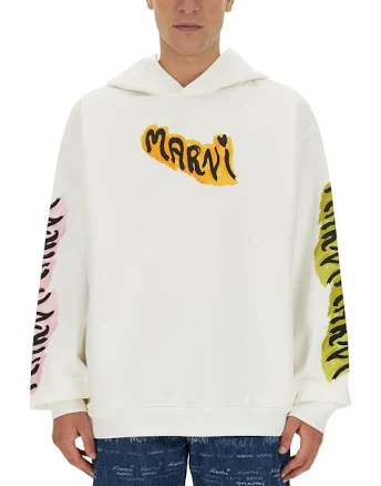 Marni Men's Graffiti-Print Cotton Hoodie