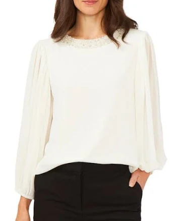 Chaus Women's Embellished Balloon Sleeve Blouse
