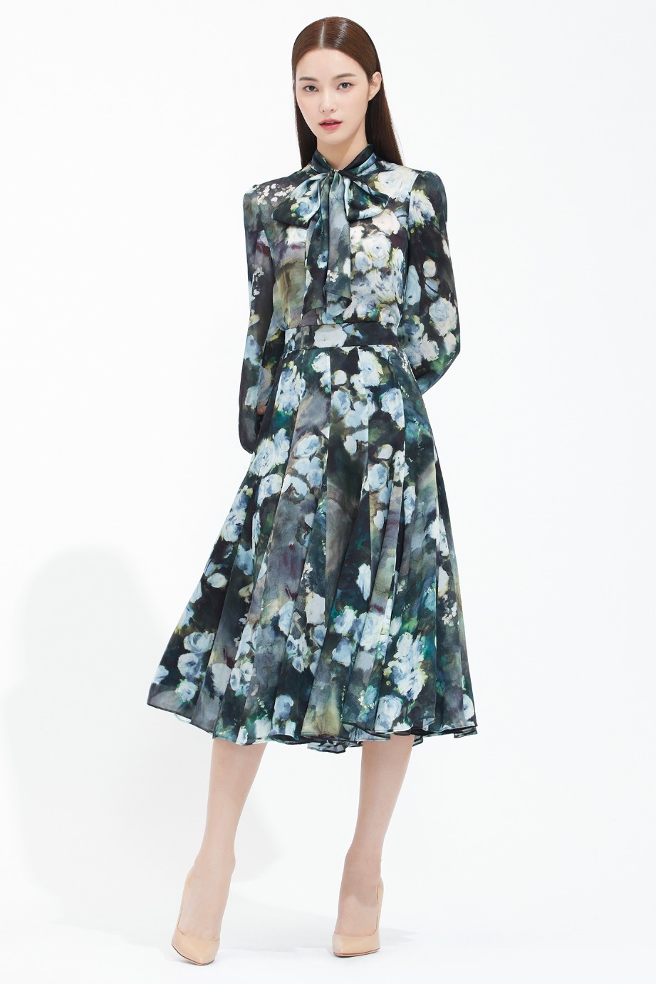 Silk Satin Flare Skirt