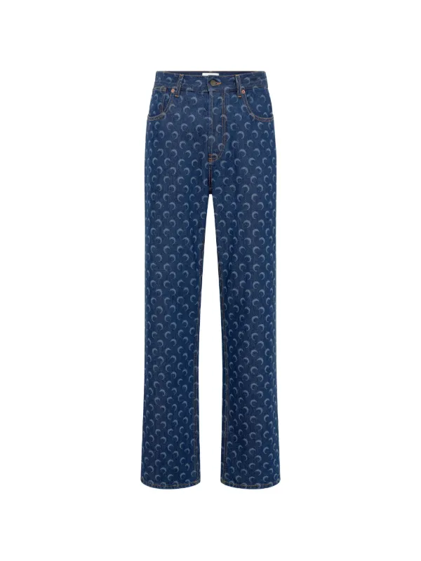 Crescent Moon Print Jeans