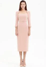 Crepe Bolero Slim Line Dress