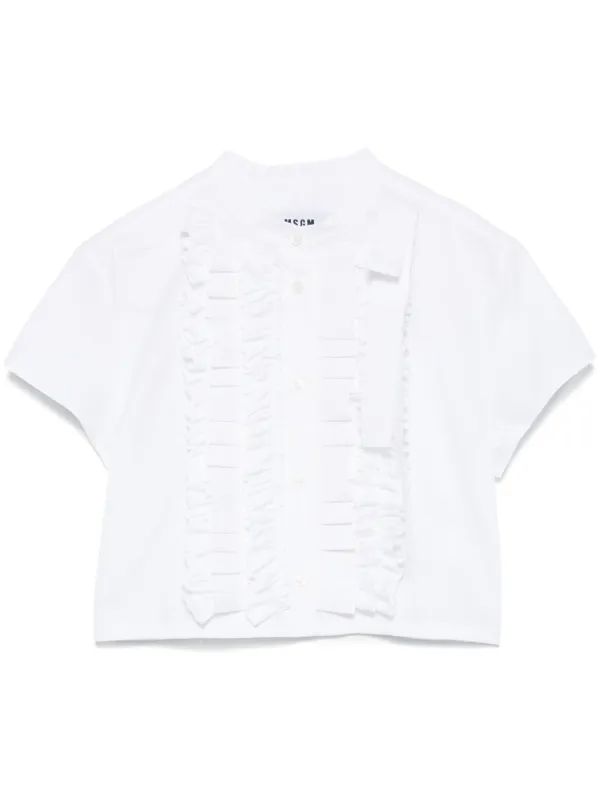 Ruffle Detail Cropped Shirt