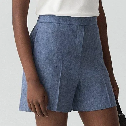 Theory Women's Wide-leg Pull-on Fluid Linen Mini Shorts