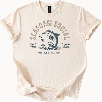 Seafoam Social Dolphin Shirt Coastal Graphic Tee Ocean Wave Gathered